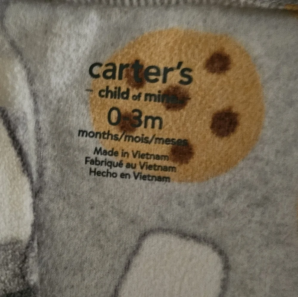 Carter's Gray Cookie and Milk Print Footie